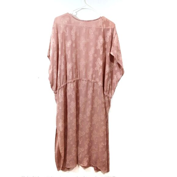 Pink Floral Sheer Longline Open Tie Front Cover - Picture 3 of 9